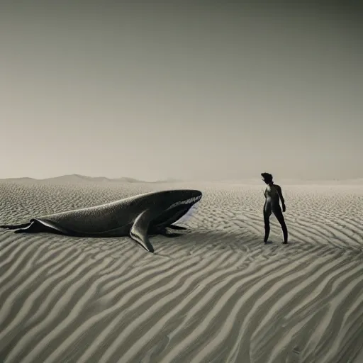 Image similar to 🐋🤖🦕👽🐳 in desert, photography by bussiere rutkowski andreas roch