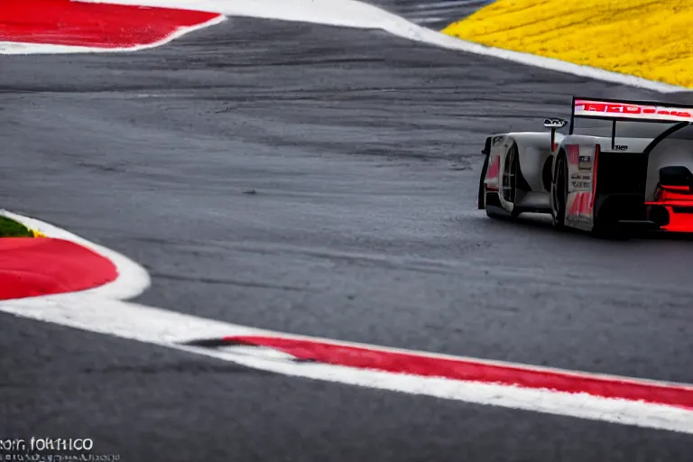 Image similar to detailed photo of the porsche 9 1 9 in heavy rain at circuit de spa - francorchamps, in the art style of nihonga