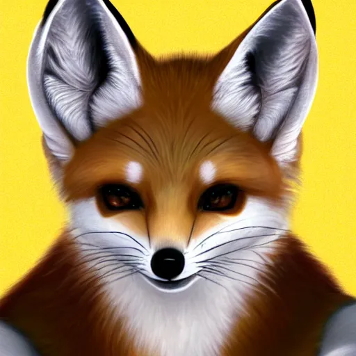 Image similar to male fennec fursona, hypno eyes, mouth open, centered, looking forward, realistic painting, good shading, trending on artstation.