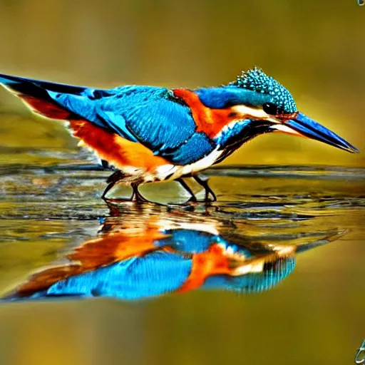 Prompt: Colorful kingfisher in a beautiful landscape.