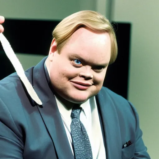 Prompt: A tie with Louie Anderson as Christine Baskets on it