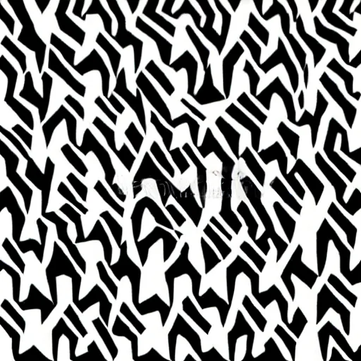 Image similar to high contrast black ink on white paper tessellation block print illustration