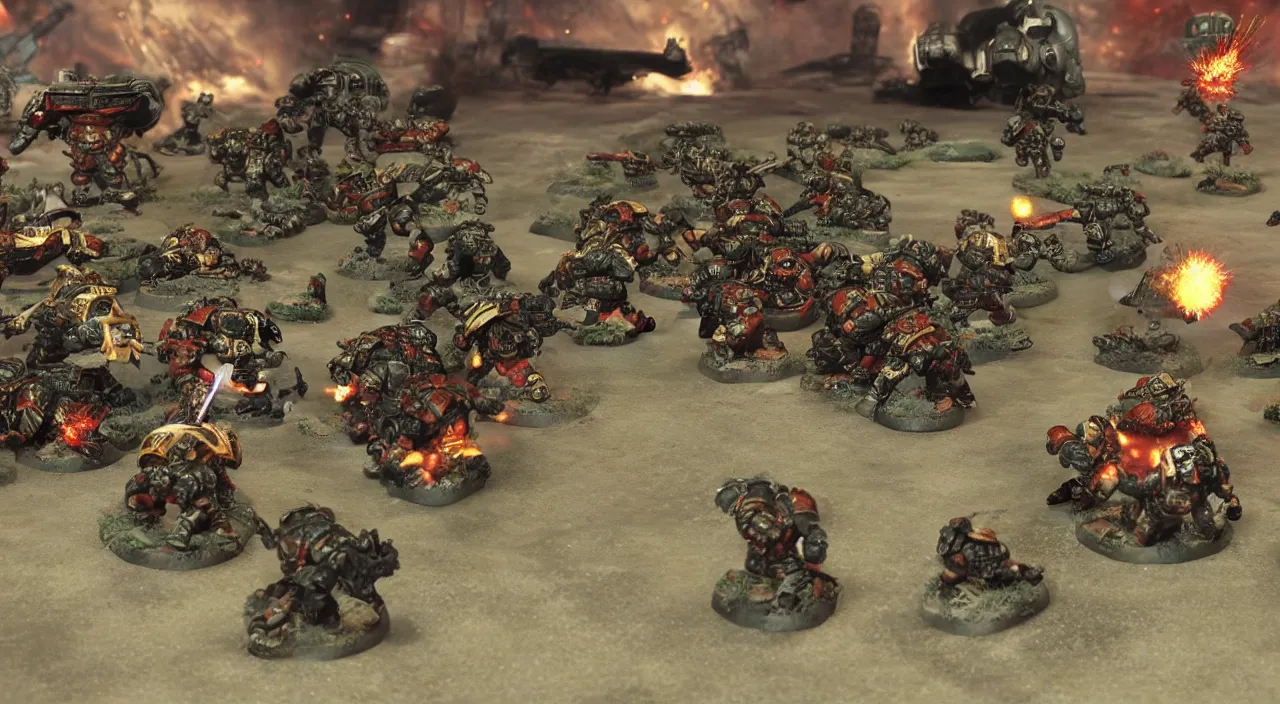 Image similar to Spacemarine fighting Chaos