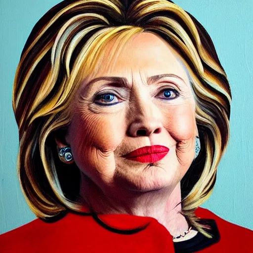 Image similar to beautiful portrait of first lady hillary clinton, painted by a russian expressionist