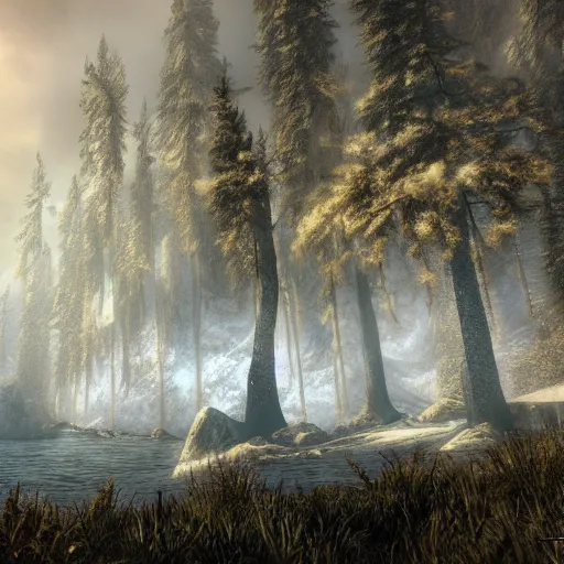 Image similar to digital art of nature in skyrim