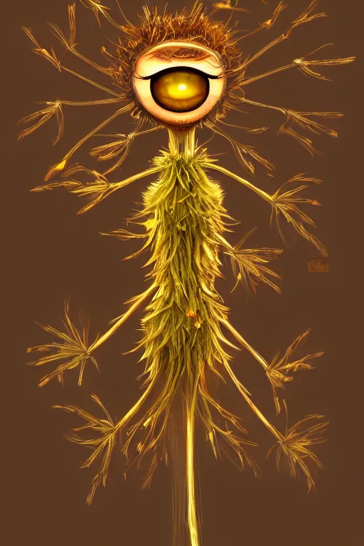 Prompt: a humanoid figure dandelion plant monster, amber eyes, highly detailed, digital art, sharp focus, ambient glow, trending on art station, anime art style