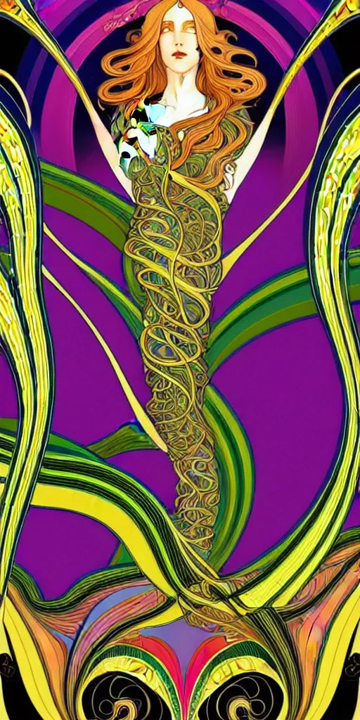 Prompt: the source of future growth dramatic, elaborate emotive Art Nouveau styles to emphasise beauty as a transcendental, seamless pattern, symmetrical, large motifs, hyper realistic, 8k image, 3D, supersharp, Flowing shiny twisted rainbow silk cloth in curves and swirls, iridescent and black and bismuth colors , perfect symmetry, iridescent, High Definition, sci-fi, Octane render in Maya and Houdini, light, shadows, reflections, photorealistic, masterpiece, smooth gradients, no blur, sharp focus, photorealistic, insanely detailed and intricate, cinematic lighting, Octane render, epic scene, 8K