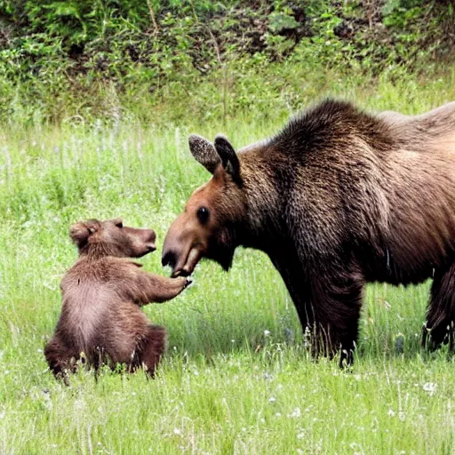 Image similar to moose fighting a brown bear