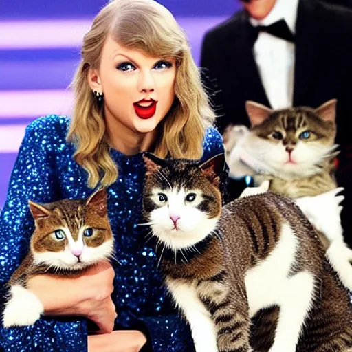 Prompt: Taylor Swift with her cats