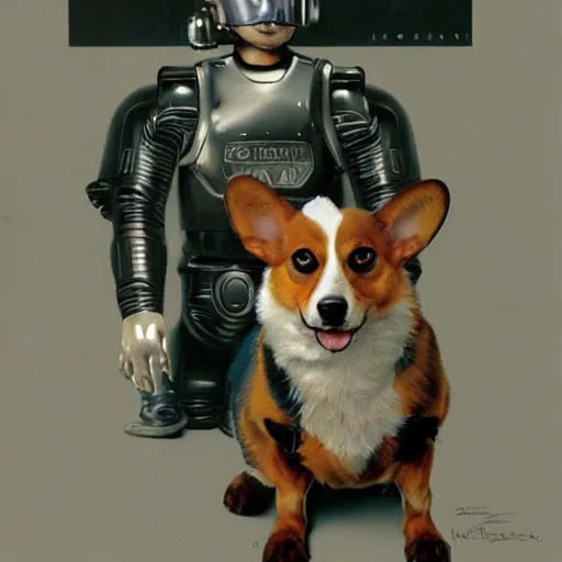 Prompt: Norman Rockwell portrait of corgi as Robocop, detailed, 4k