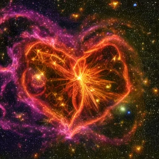 Image similar to the supernova and nebula shaped like a love heart rendered in apophysis