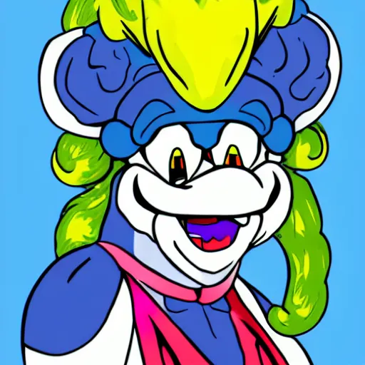 Image similar to Ludwig von Koopa, wearing a headset for twitch streaming, digital art