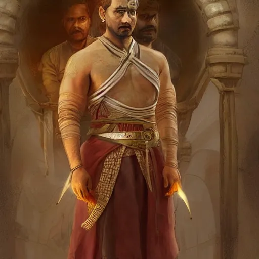 Image similar to male indian physician as a game of thrones character, wearing a stethoscope, highly detailed digital painting, artstation, concept art, smooth, sharp focus, illustration, art by artgerm and greg rutkowski and alphonse mucha