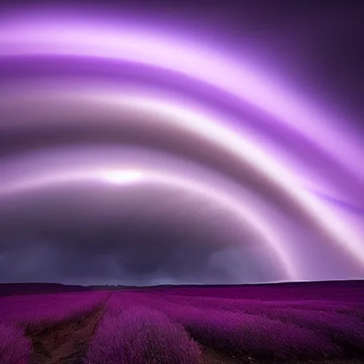 Image similar to amazing photo of a purple tornado in the sky by marc adamus, beautiful dramatic lighting