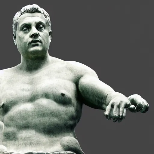 Image similar to hungarian prime minister viktor orban as a marble statue of ancient roman emperor, museum photoshot, 3 d photorealistic render, high resolution, 8 k