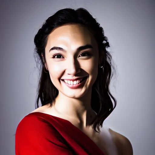 Prompt: smiling Chinese Gal Gadot, lighting by the sunlight , photo studio, HDR, 8k, trending on artstation