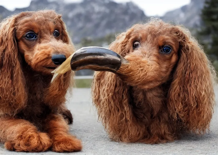 Image similar to Giant woolly dachshund with tusks