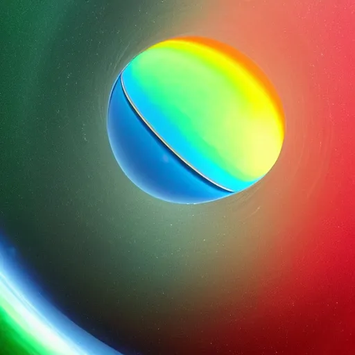 Image similar to “A pristine symphony in motion of spheres orbiting and intertwingled, rainbow hued, together forming one singular and beautifully coherent system. Digital art, high-resolution, smooth and clean, birefringence playing around the edges of the sphere, Unreal Engine, 2022 Systems Magazine Image Of The Year award”