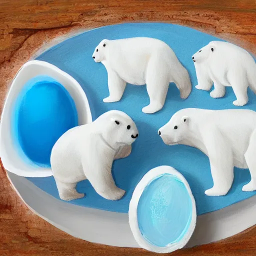 Image similar to A polar bear painting easter eggs