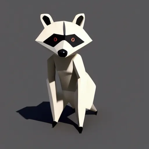 Image similar to low polygon render of a raccoon on a white background, isometric 3 d, ultra hd