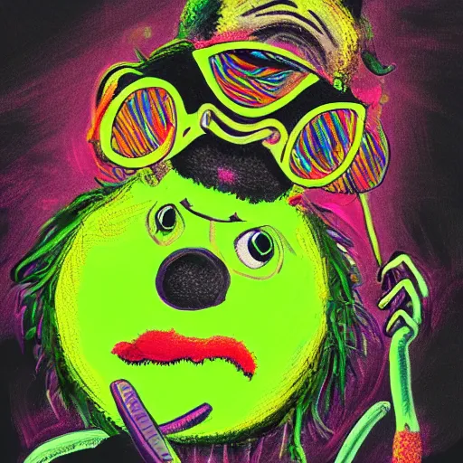 Image similar to snoop dogg tennis ball monster ,tennis ball, digital art, smoke, fantasy,chalk, magic, trending on artstation, ultra detailed, professional illustration by Basil Gogos