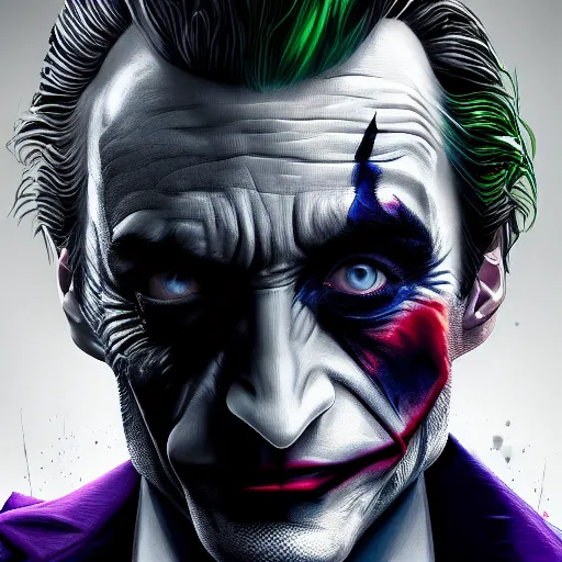 Prompt: Hugh Jackman is The Joker, hyperdetailed, artstation, cgsociety, 8k