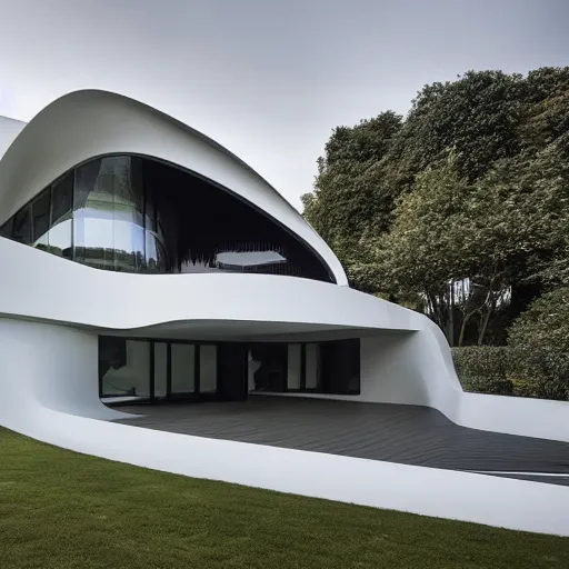 Image similar to house designed by zaha hadid