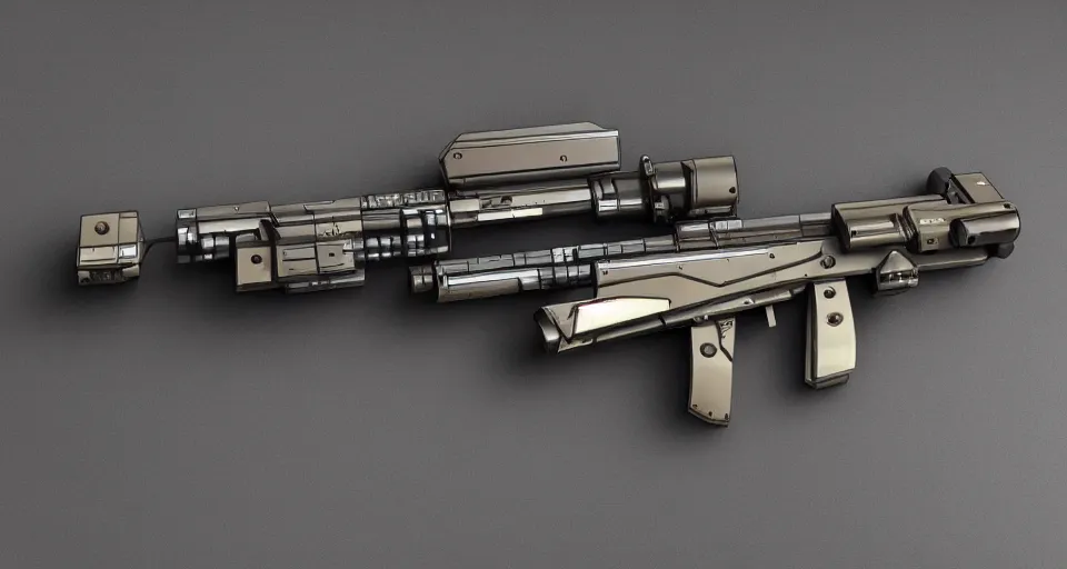 Prompt: extremely detailed ultra realistic side view photo retro vintage sci fi laser rifle, detailed trigger, chemically propelled, electric, steel, wood accents, intricate detail, elegant sleek smooth body, railgun, chemrail, gauss, smooth utopian design, ultra high quality, octane, cod, destiny, warframe, terminator