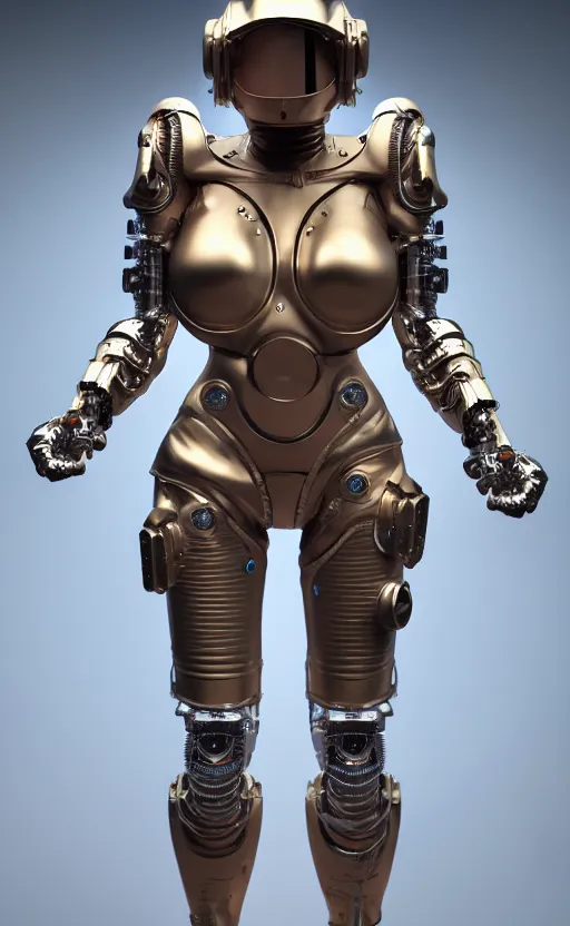 Prompt: ornate sexy voluptuous cyborg in full body skin space suit, helmet, concept art, joshua rife, photoshoot, intricate, highlydetailed, space background, artstation 4 k raytracing, shadows, highlights, illumination