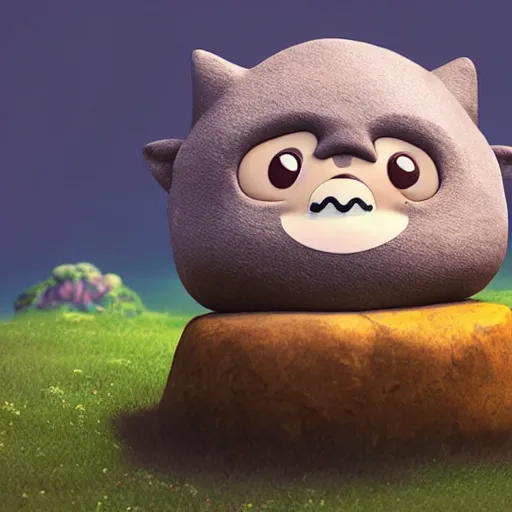 Prompt: “ cute small happy kawaii chibi boulder troll with a mustache, studio ghibli, 9 0 s, 4 k, digital art, octane render, transparent background ”