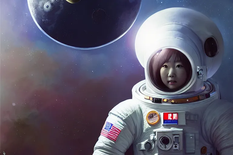 Prompt: portrait of lee chae - rin in a spacesuit frowning, moon base with earth in the night sky, artgerm, ilya kuvshinov, krenz cushart, ruan jia, realism, ultra detailed, 8 k resolution