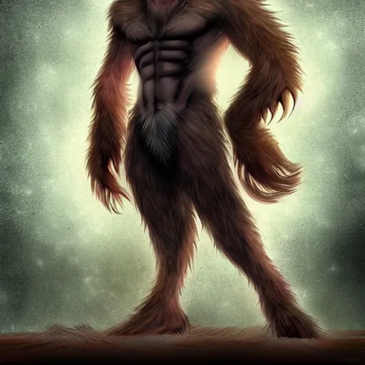 Image similar to anime scene of a male werewolf after transformation, award - winning digital art