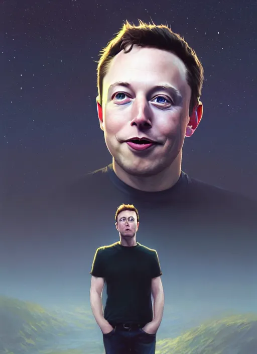 Image similar to Highly detailed portrait of Elon musk mixed with Mark zuckerberg and Tom Hiddleston, Stephen Bliss, unreal engine, fantasy art by Greg Rutkowski, Loish, Rhads, ferdinand knab, Makoto Shinkai and Lois van baarle, ilya kuvshinov, rossdraws, Tom Bagshaw, alphonse mucha, global illumination, radiant light, detailed and intricate environment