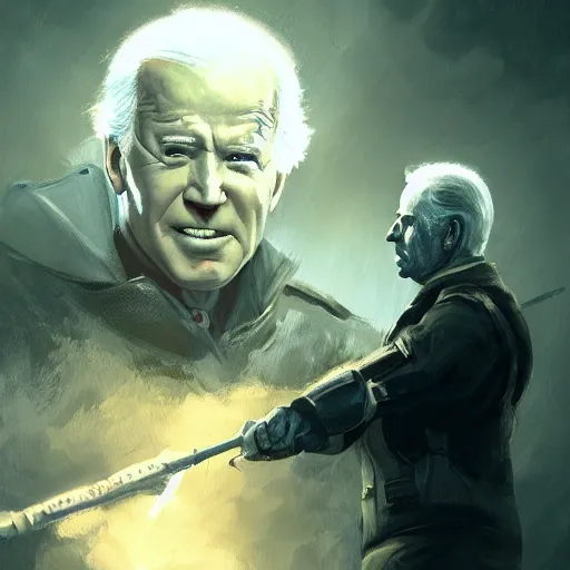 Image similar to joe biden being extremly scary, dramatic lighting, cinematic, establishing shot, extremly high detail, photorealistic, cinematic lighting, artstation, style by James Gurney