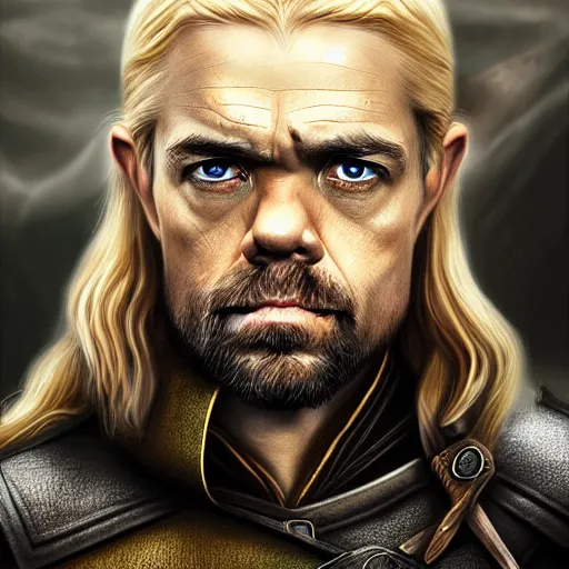 Image similar to peter dinklage as legolas ( pointed ears ), digital painting, extremely detailed, 4 k, intricate, brush strokes, mark arian, artgerm, bastien lecouffe - deharme