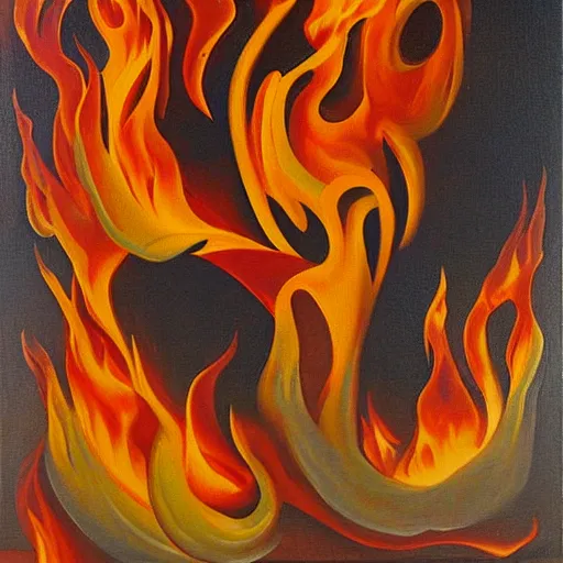 Prompt: oil painting of Flames by Szukalski