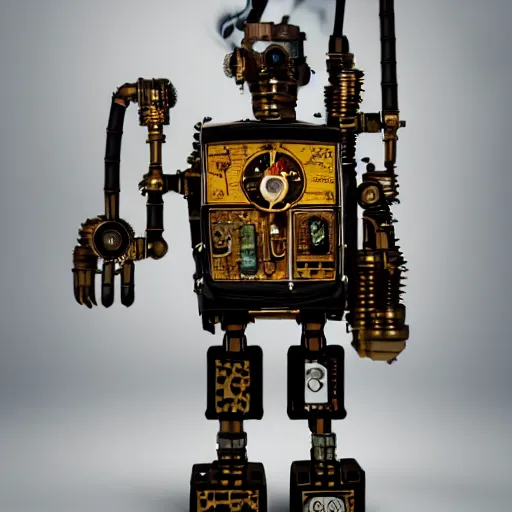 Image similar to steampunk robot mona lisa dieselpunk engine flames v 8