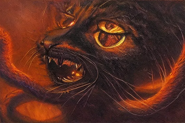 Image similar to bait displacer beast kitten, art by bob eggleton, trending on artstation, dramatic lighting top view figurativism, award - winning, abstract illusionism, sketched, divisionism