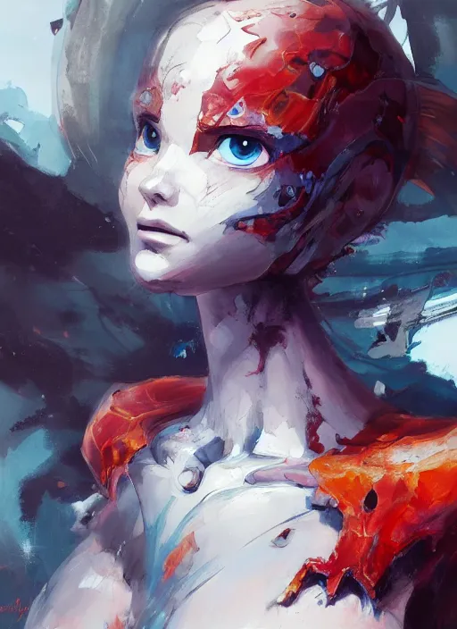 Image similar to semi reallistic gouache gesture painting, by yoshitaka amano, by ruan jia, by conrad roset, by dofus online artists, detailed anime 3 d render of an alien star fruit, portrait, cgsociety, artstation, rococo mechanical, digital reality, sf 5 ink style, dieselpunk atmosphere, gesture drawn