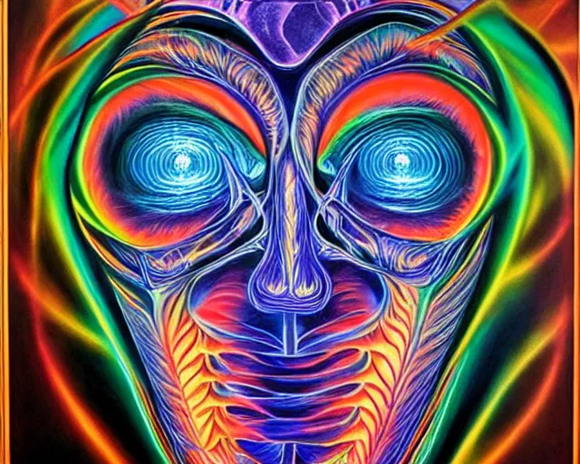 Image similar to x ray, art airbrush painting by alex grey