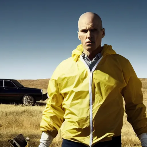 Prompt: Live Action Still of Jerma in Breaking Bad, real life, hyperrealistic, ultra realistic, realistic, highly detailed, epic, HD quality, 8k resolution, body and headshot, film still