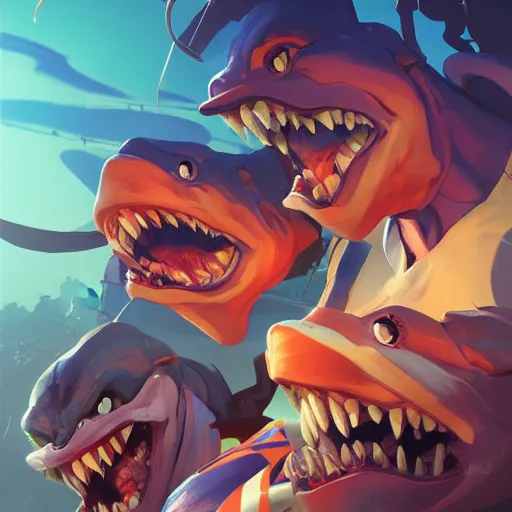 Image similar to hero world street sharks, behance hd by jesper ejsing, by rhads, makoto shinkai and lois van baarle, ilya kuvshinov, rossdraws global illumination