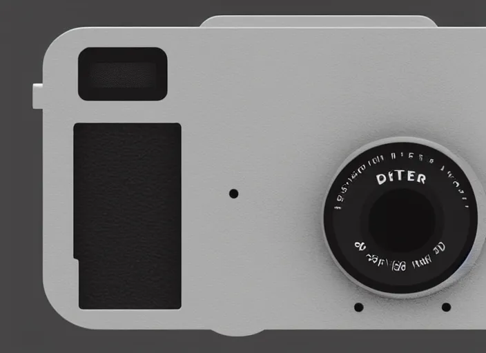 Image similar to modern camera designed by Dieter Rams, front view, photoshop concept, digital art, illustration