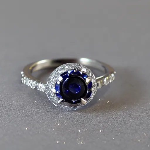 Image similar to diamond ring with a galaxy as the pearl