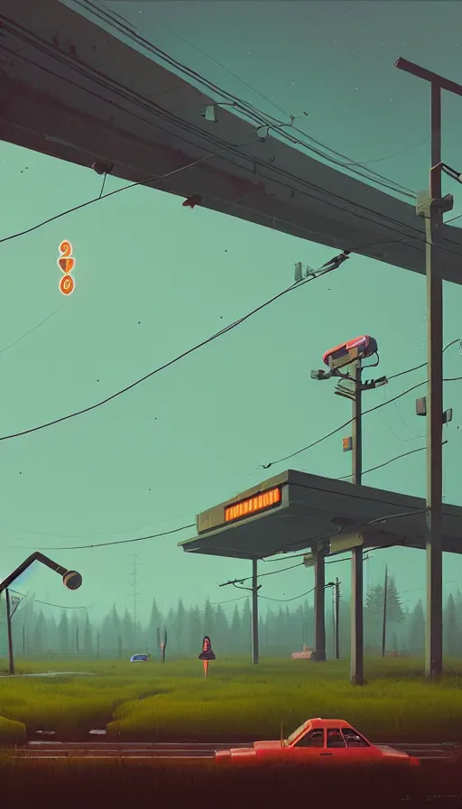 Image similar to the two complementary forces that make up all aspects and phenomena of life, by simon stalenhag