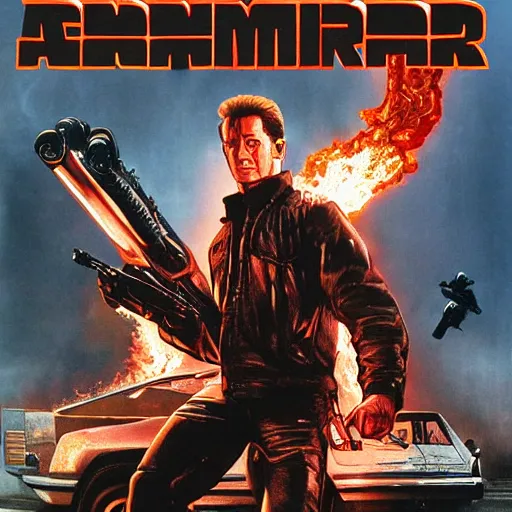 Prompt: terminator movie cover art