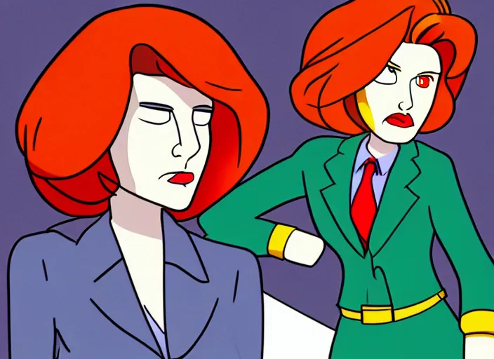 Image similar to dana scully in the style of ninteen eighties tv animation, filmation, toei animation, studio trigger