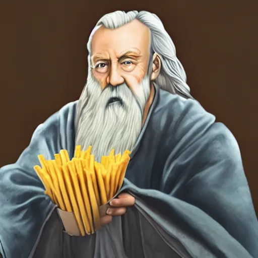 Image similar to albus dumbledore in the shape of a french fry