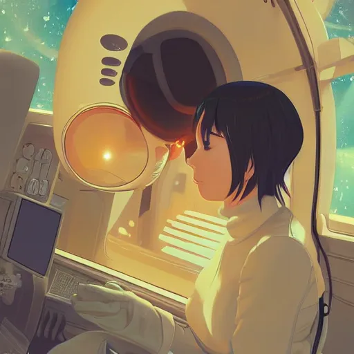 Prompt: model pixar kim kardashian light novel illustration as an astronaut by makoto shinkai by victo ngai by