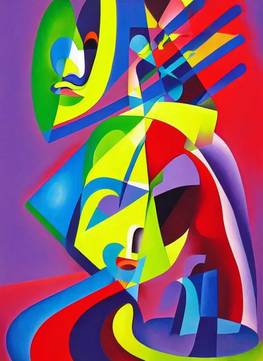 Prompt: A surreal neon painting of Zaha hadid 3d kandinsky house face!!! made of cubism futuristic picasso sculptures in 3 point perspective by Joan miro and Vladimir kush and dali and kandinsky, 3d, realistic shading, complimentary colors, vivid neon colors, aesthetically pleasing composition, masterpiece, 4k, 8k, ultra realistic, super realistic,